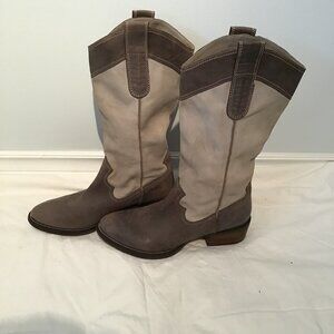 Arnold Chugrin Grey Suede and Leather Western Style Boots Size 9.5